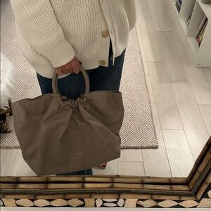 Demellier Taupe Gathered Tote Bag